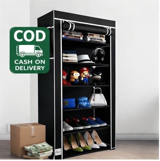 6 Rack Collapsible Wardrobe Cabinet and Shoe Rack